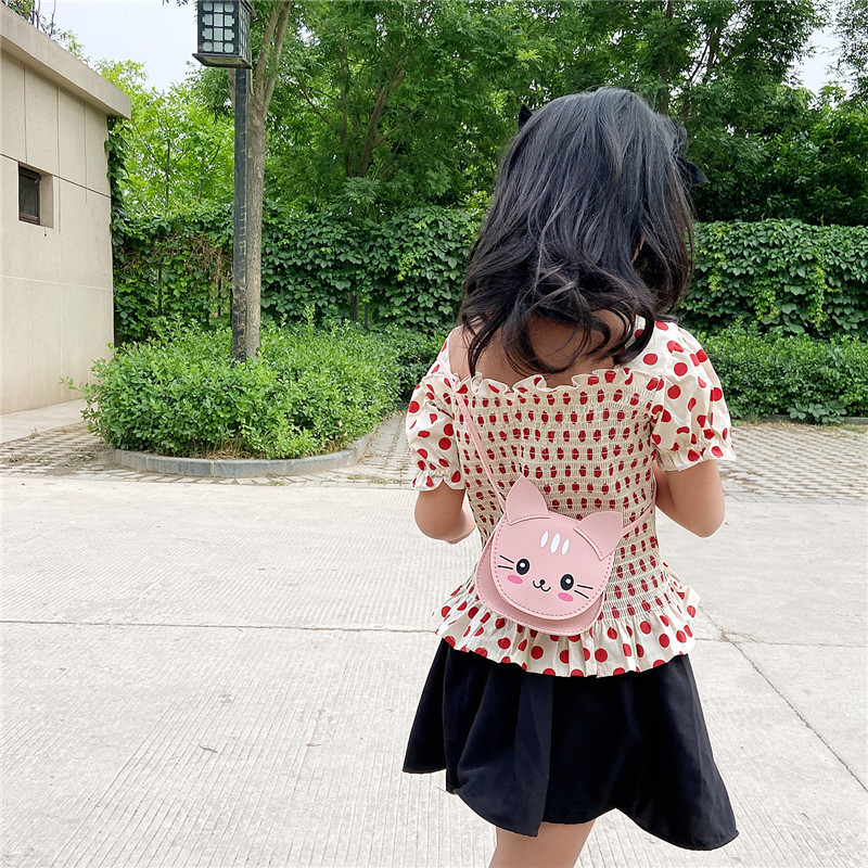 2022 New cartoon cute cat crossbody bag for children, fashionable accessory bag for boys and girls, mini small bag Specification drawing