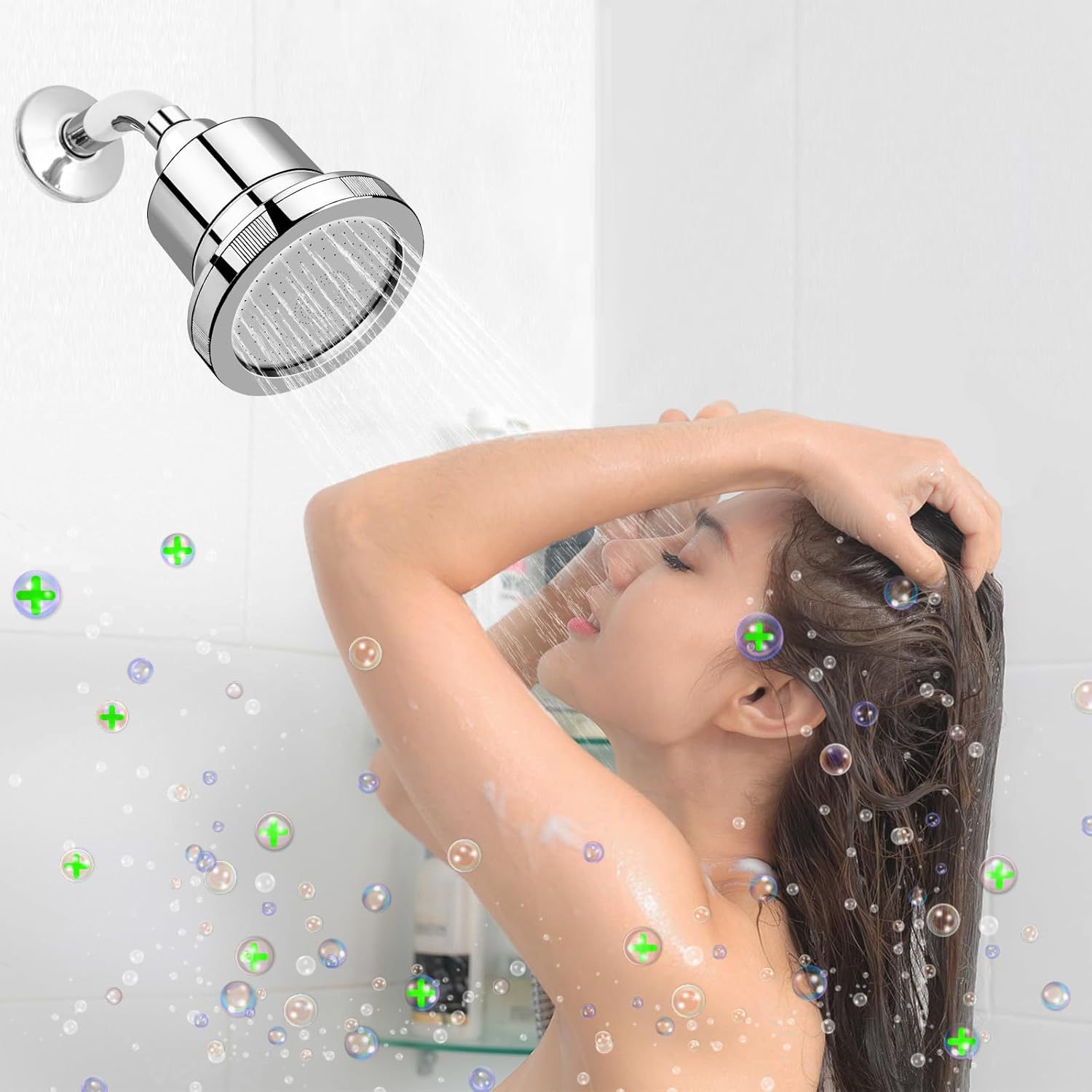 New Amazon cross-border export shower filter round American-style top shower head set details Picture