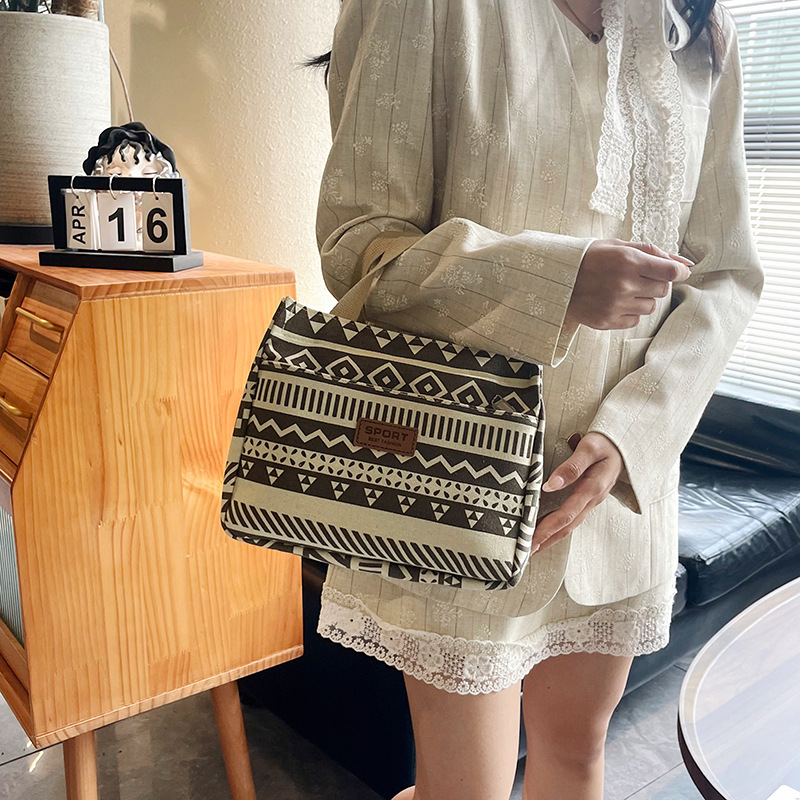 Wholesale of cross-border large-capacity canvas bags, single-sided printed handbags, commuter tote bags, art student bags, single-shoulder bags Specification drawing
