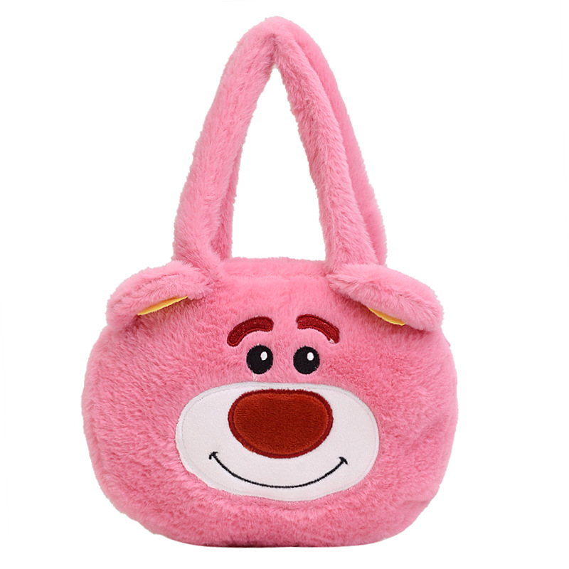 Korean style ins Sweetheart Bag for Girls 2023 New Cute plush strawberry bear portable handbag for students going out Item Picture