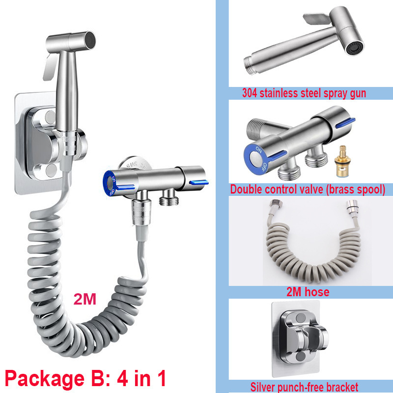 304 Toilet spray gun, Toilet Companion set, Faucet Flusher, Nozzle, toilet and bathroom water gun, high pressure boost full figure