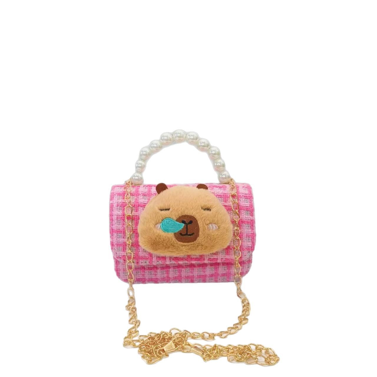 Kapibabara Princess bag, pearl handbag, Little girl's loose change accessory bag, Chanel-style chain bag, crossbody bag Item Picture