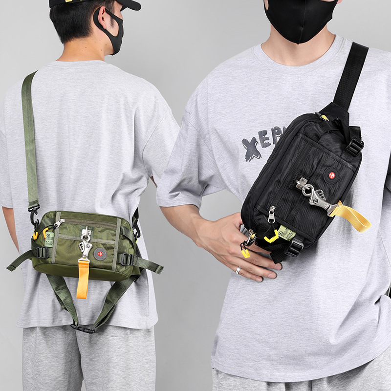 New cross-border large-capacity men's chest bag, outdoor single-shoulder bag, sports phone bag, multi-functional crossbody chest bag Specification drawing