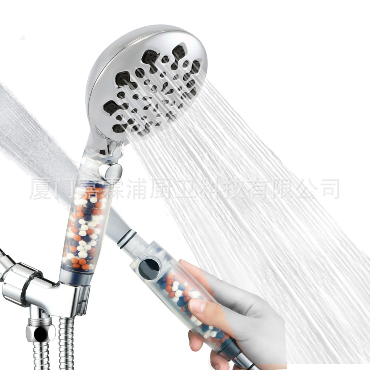 Cross-border European, American, Japanese and South Korean detachable 10-function showerhead with filtration and pressure increase, one-button water stop, handheld showerhead details Picture