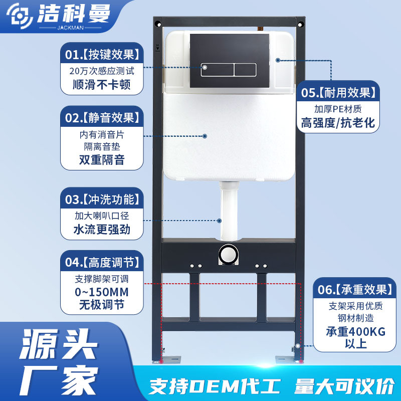 Household wall-mounted toilet, manual double-button flush tank, toilet combination, wall-mounted toilet seat, factory direct sales details Picture