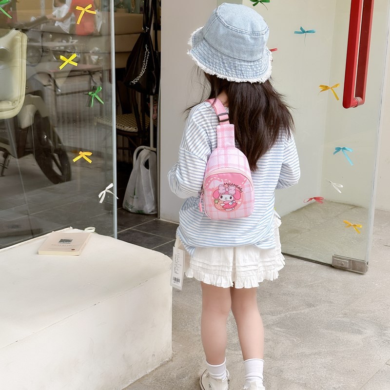 New cartoon children's chest bag, cute kindergarten schoolbag, fashionable children's crossbody backpack, snack toy single-shoulder bag Specification drawing