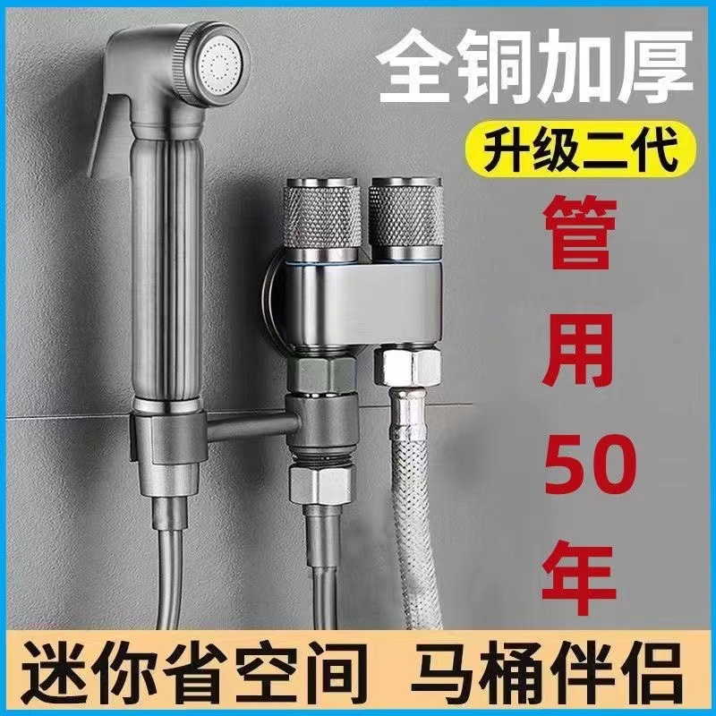 New gun ash toilet companion, one in and two out, dual control, dual water outlet, spray gun for bathroom, dual control Angle valve, cross-border e-commerce Application Scenario