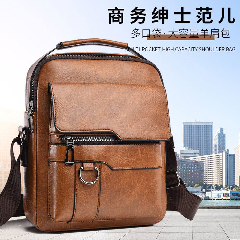 Men's single-shoulder bag with a high-end feel, large-capacity men's bag, business briefcase, men's casual shoulder bag, hand-held crossbody bag full figure