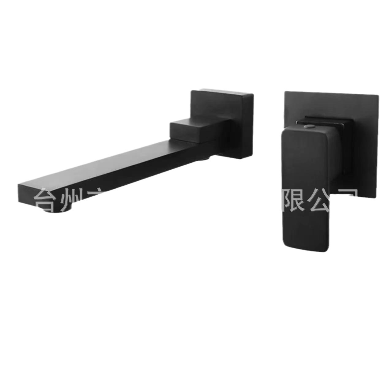 All-copper wall-mounted faucet with rotatable hot and cold functions, black hidden wall-mounted drainage washbasin and countertop, concealed faucet Item Picture