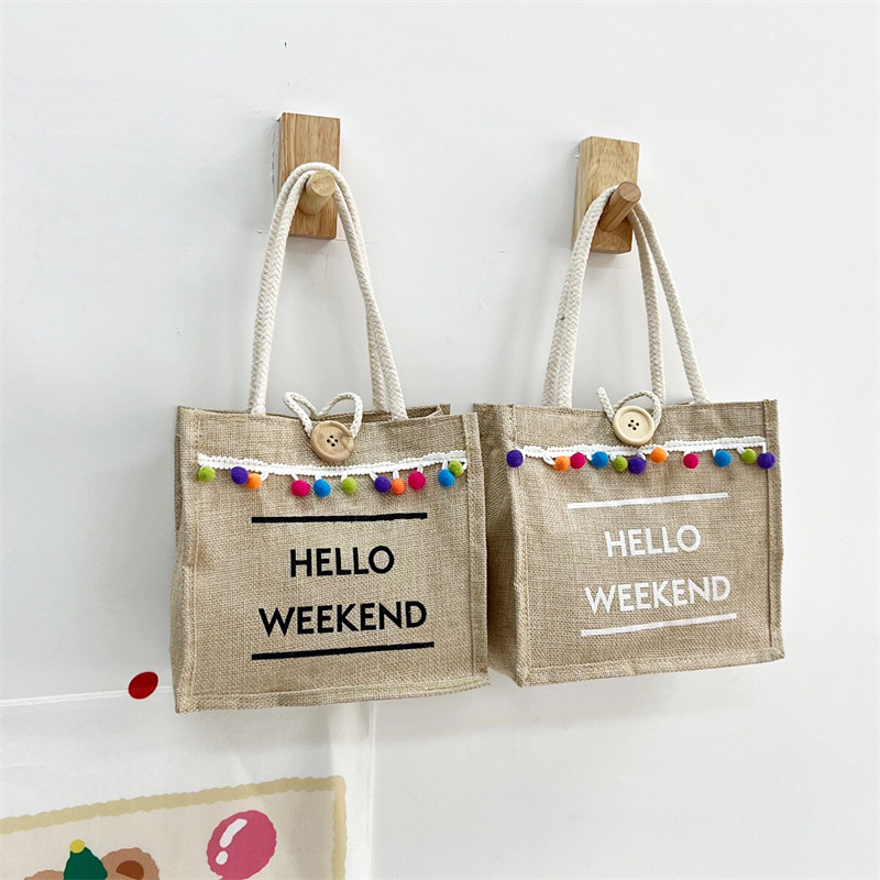 Cross-border fringed fashionable women's handbag 2022 Spring, fresh and simple linen women's backpack, personalized and trendy single-shoulder bag full figure