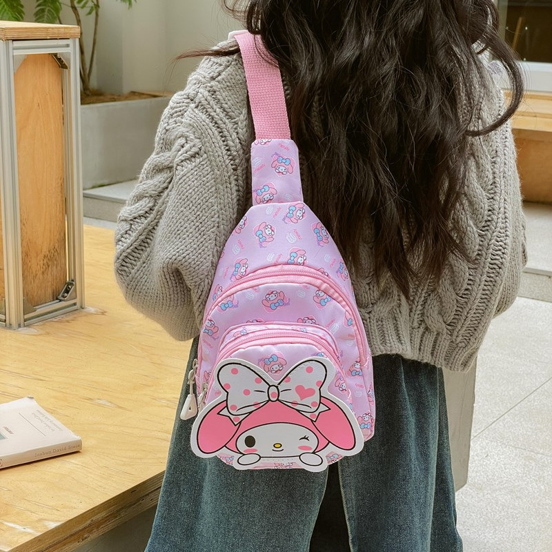 Wholesale new cross-border small-sized children's chest bags with double zippers and large capacity, cute single-shoulder bags for boys and girls in kindergartens details Picture