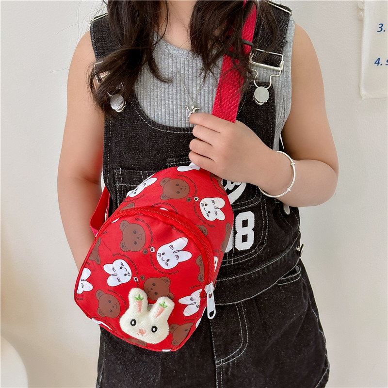 Children's bags 2023 Summer New crossbody bag, cute bear chest bag, Korean version mini nylon bag for boys and girls, trendy details Picture