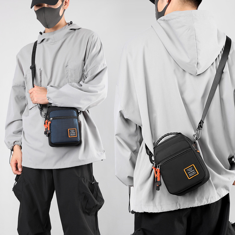 New men's outdoor crossbody bag, sporty and casual men's single-shoulder bag, multi-functional belt bag, hanging bag, trendy small bag details Picture