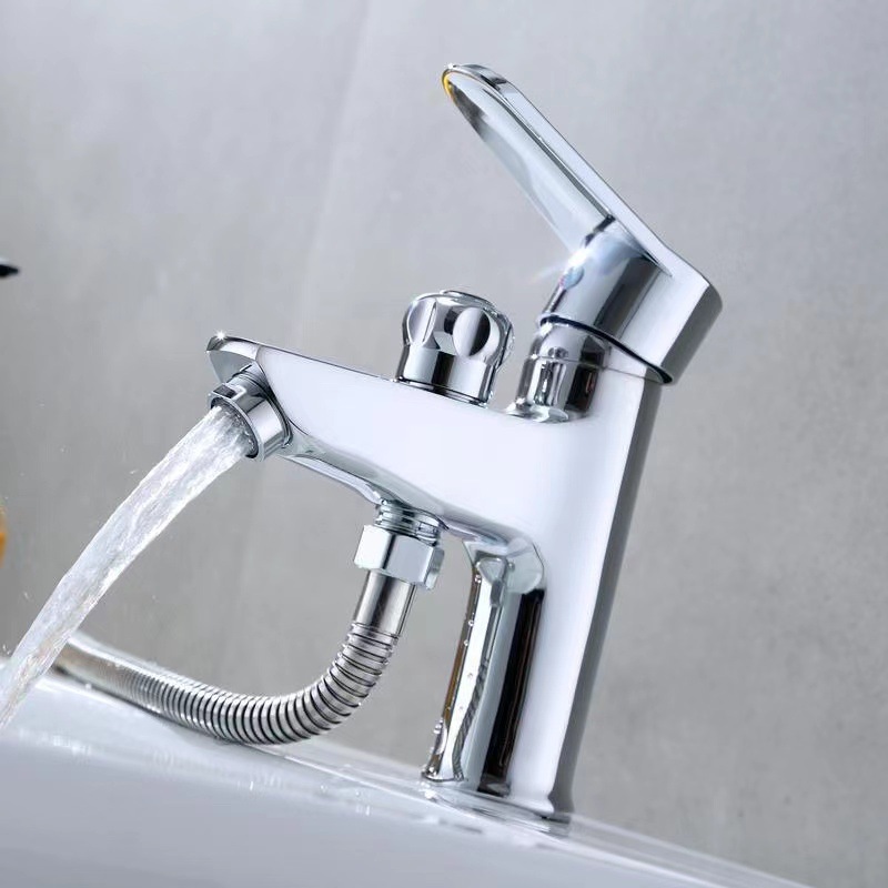 Wholesale all-copper single-hole washbasins, double dual-purpose faucets with shower heads, washbasins, washbasins, and cold and hot water mixing valves Application Scenario