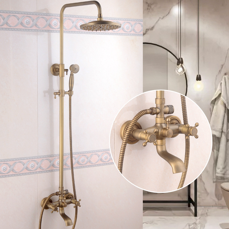 Antique all-copper shower head set, European retro simple shower head and rain shower, cross-border export manufacturer wholesale full figure