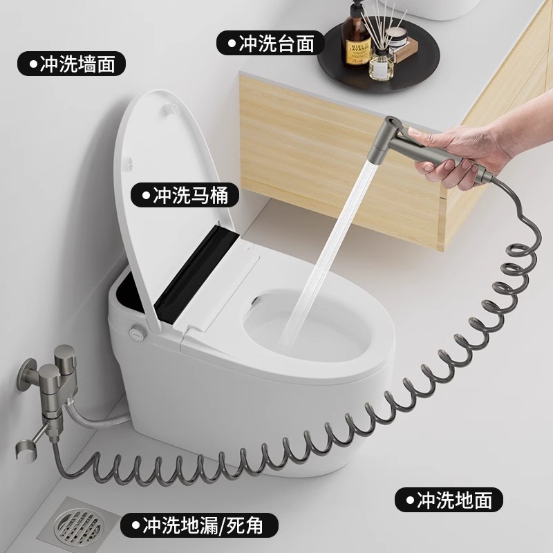 Toilet flushing spray gun, faucet flushing device, toilet and bathroom water gun companion, feminine washing device, pressurized high-pressure household details Picture