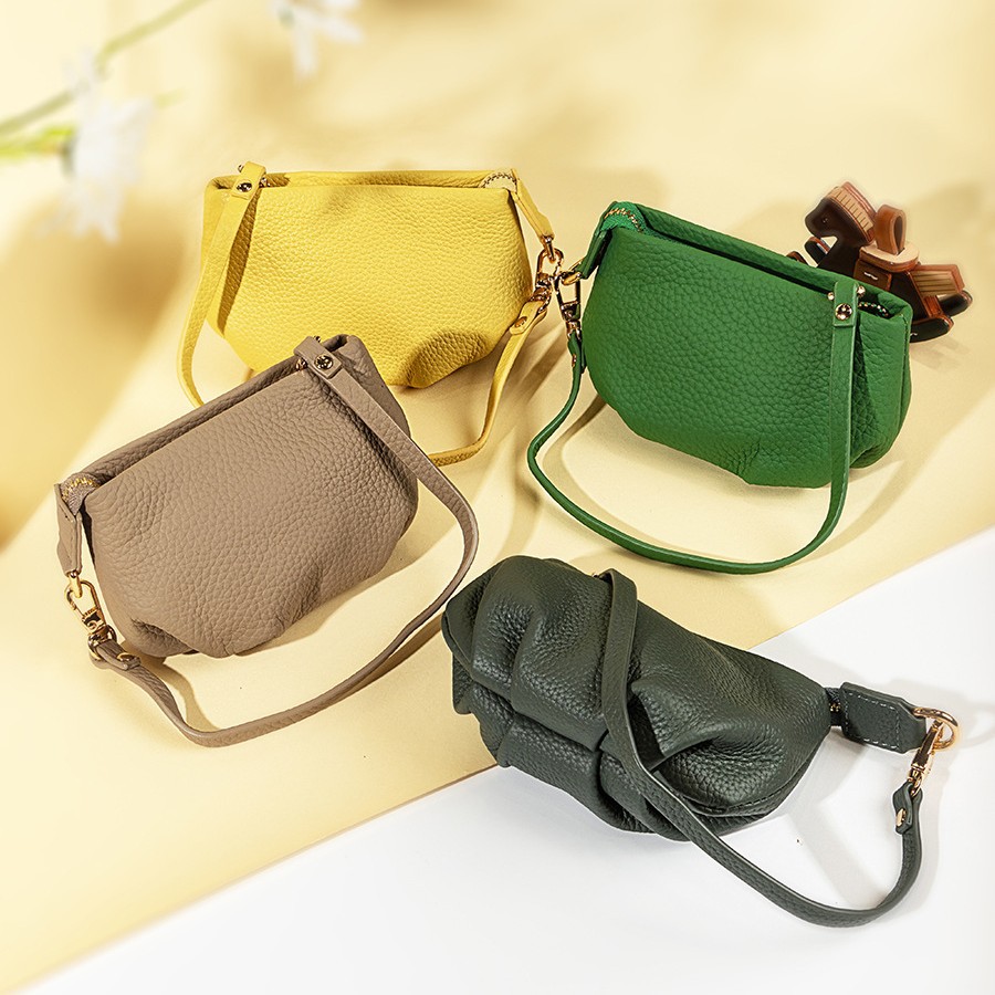 New niche cloud coin purse for women, small leather dumpling bag, mini shoulder bag, fashionable chain crossbody bag full figure