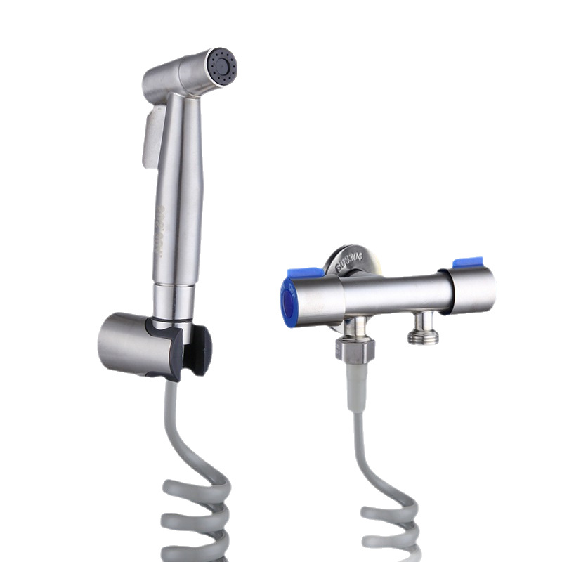 ✅ foreign trade cross-border 304 stainless steel toilet spray gun set toilet bathroom companion pressurized feminine wash nozzle Item Picture
