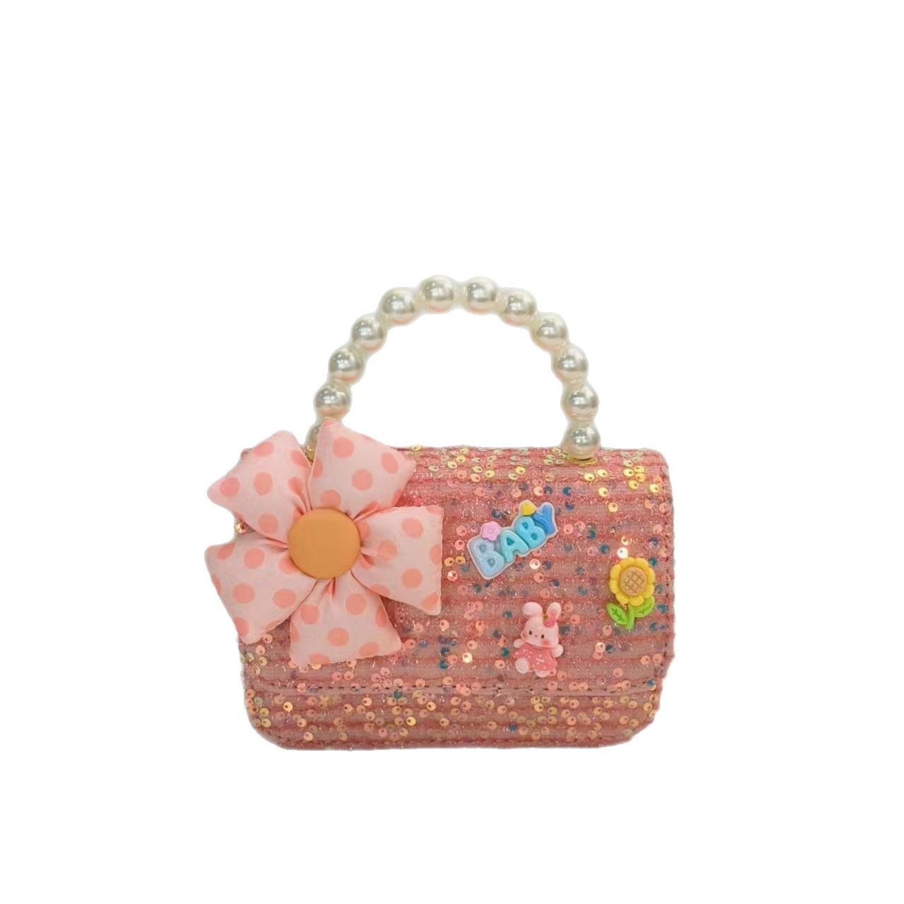 Cinnamon Dog children's bag, Chanel-style pearl handbag, chain bag, girl accessories bag, small square bag, single-shoulder crossbody bag Item Picture