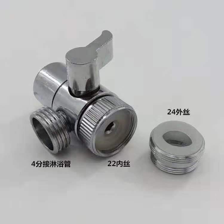 The faucet is externally connected to a water distributor with one inlet and two outlets, a showerhead, a sink, a washbasin, a faucet, a water distributor, a valve, and a bubble maker Application Scenario