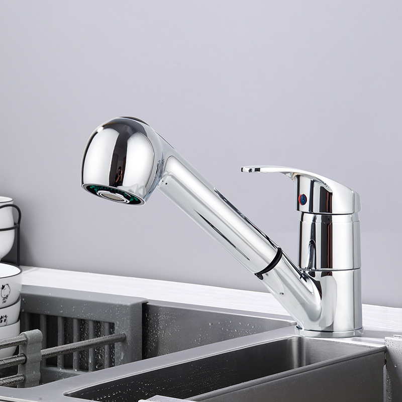 Cross-border kitchen faucet zinc alloy copper pull-out cold and hot telescopic sink faucet manufacturer wholesale Specification drawing