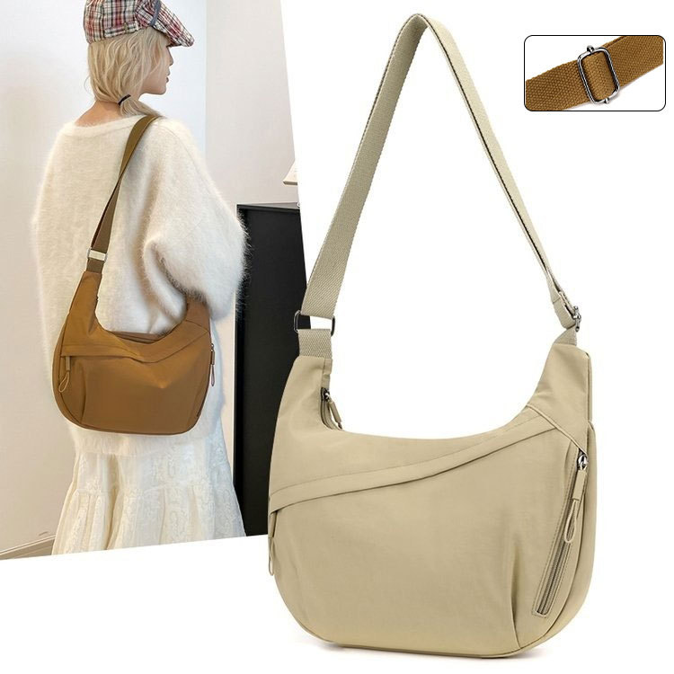 New fashionable crossbody bag, women's dumpling bag, large capacity, versatile nylon women's bag, high-end, trendy, lightweight single-shoulder bag Specification drawing