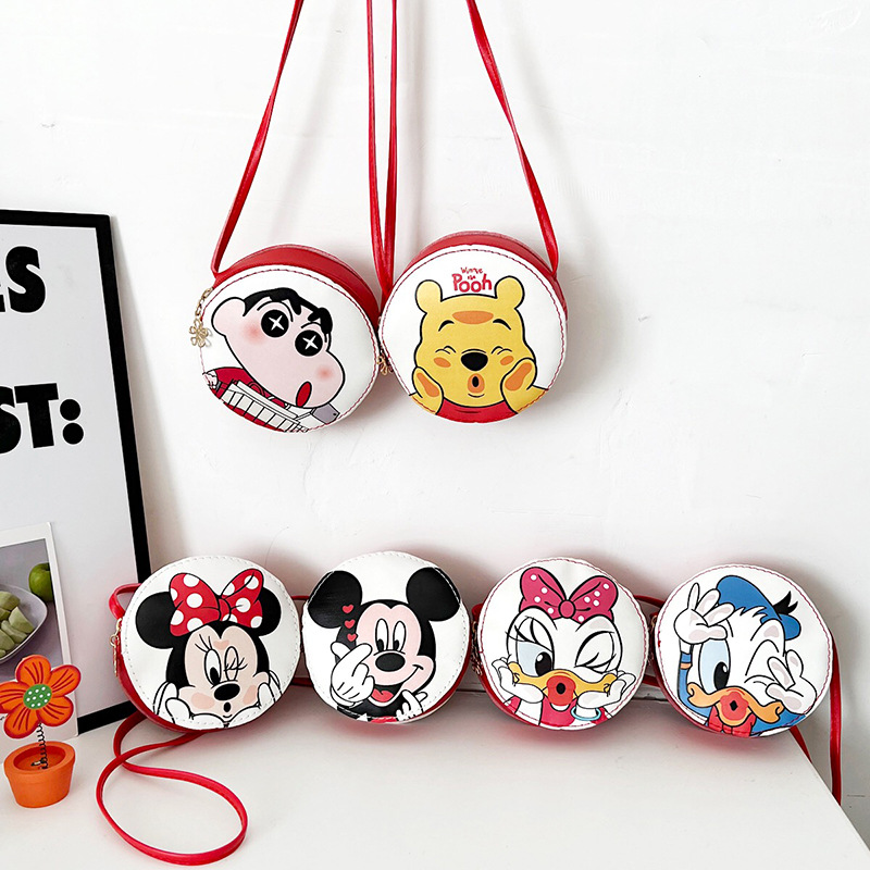 2022 New Korean-style children's bag, trendy single-shoulder small round bag, cartoon and anime baby coin purse, girls' crossbody bag full figure