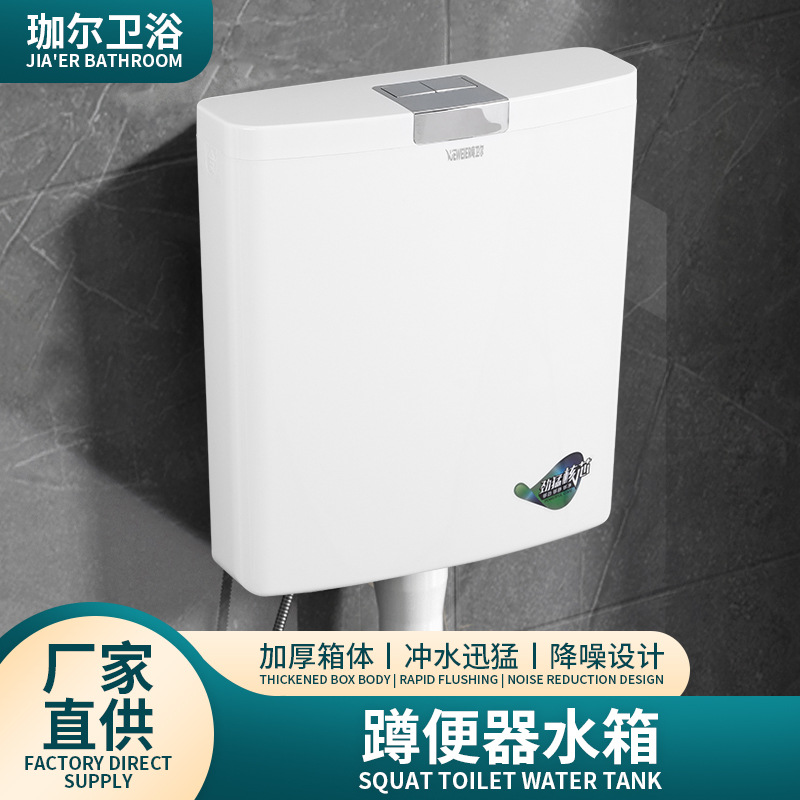 Wall-mounted toilet, flushing tank, squat toilet, thickened water tank, silent double-button water pump for household bathroom full figure