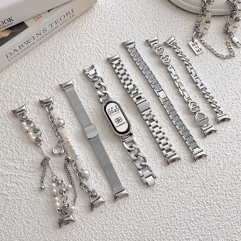 Suitable for Xiaomi Band 9/8, shell chanel-style hollowed-out 7/6/5/4, business-style wristbands for both men and women details Picture