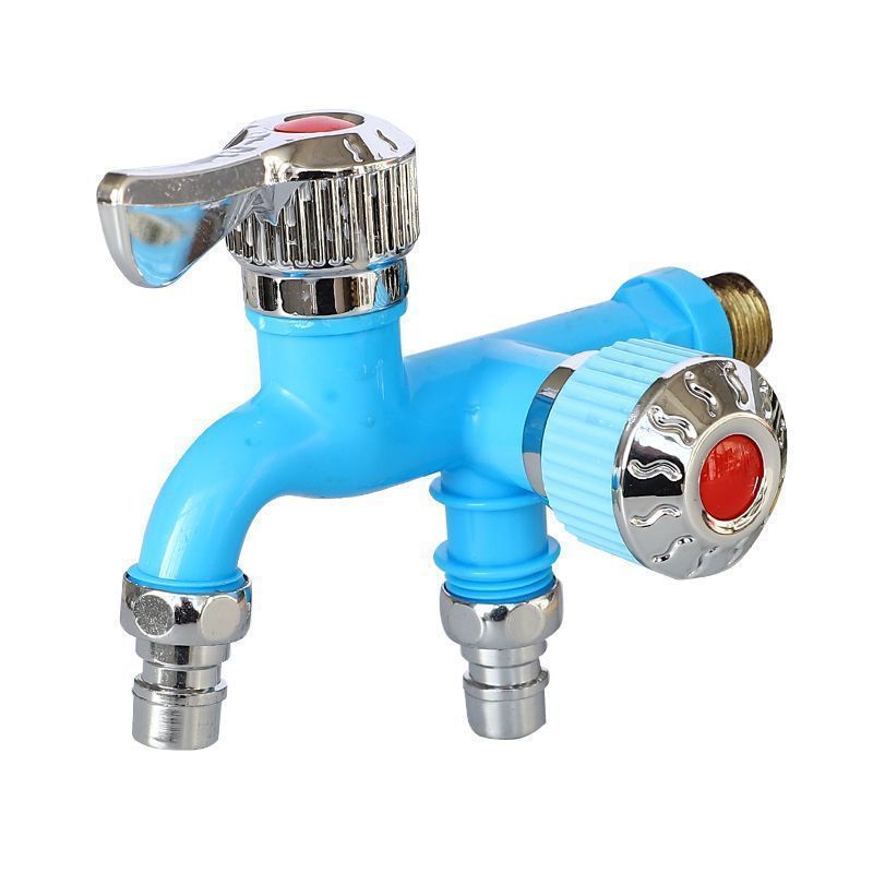 Dual-head 4-minute multi-functional plastic washing machine faucet/New dual-water faucet with two outlets, sun-proof, frost-proof and heat-resistant Item Picture