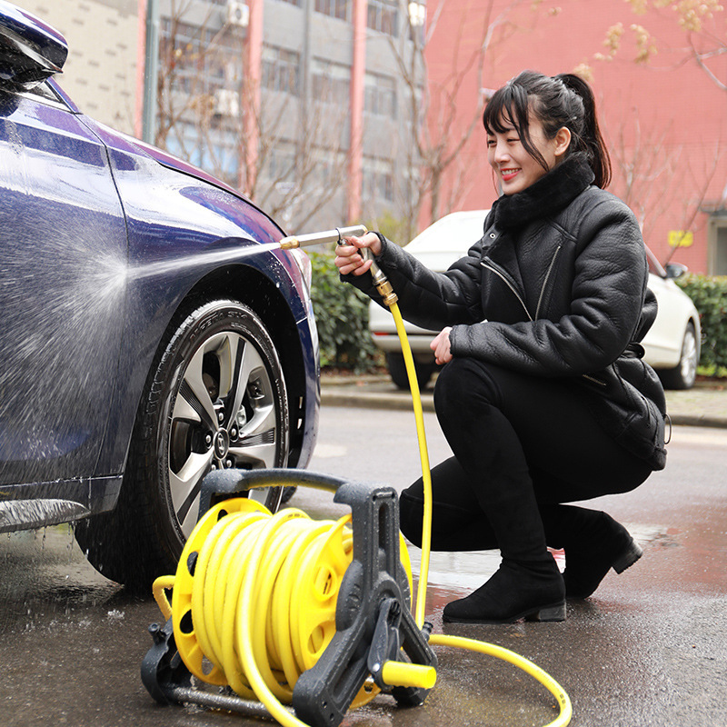 Water pipe hose, watering flowers, car washing, connecting faucet, household high-pressure water gun, anti-freezing rubber hose, 4-inch tap water rewinder Application Scenario