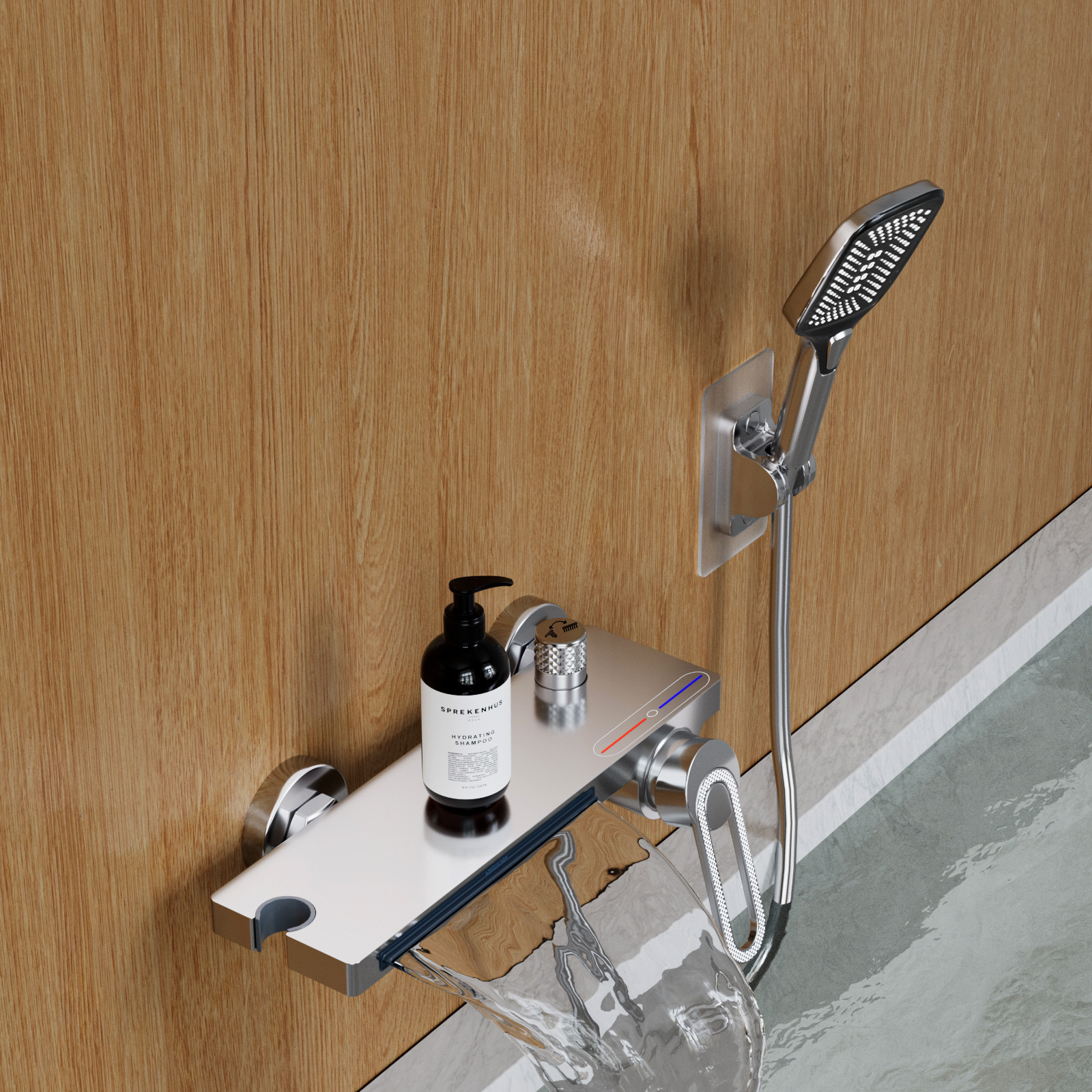 All-copper high-flow bathtub special faucet waterfall water outlet shower head gun, gray and white hot and cold Application Scenario