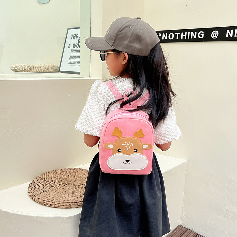 Cartoon kindergarten small schoolbags for boys and girls aged 3-6, cute backpacks, fashionable color-blocking canvas children's backpacks full figure