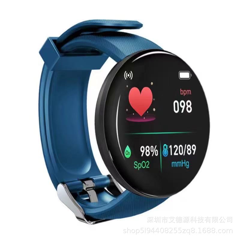 Cross-border D18S smart bracelet with round screen heart rate and health monitoring, incoming call display, factory direct supply Specification drawing