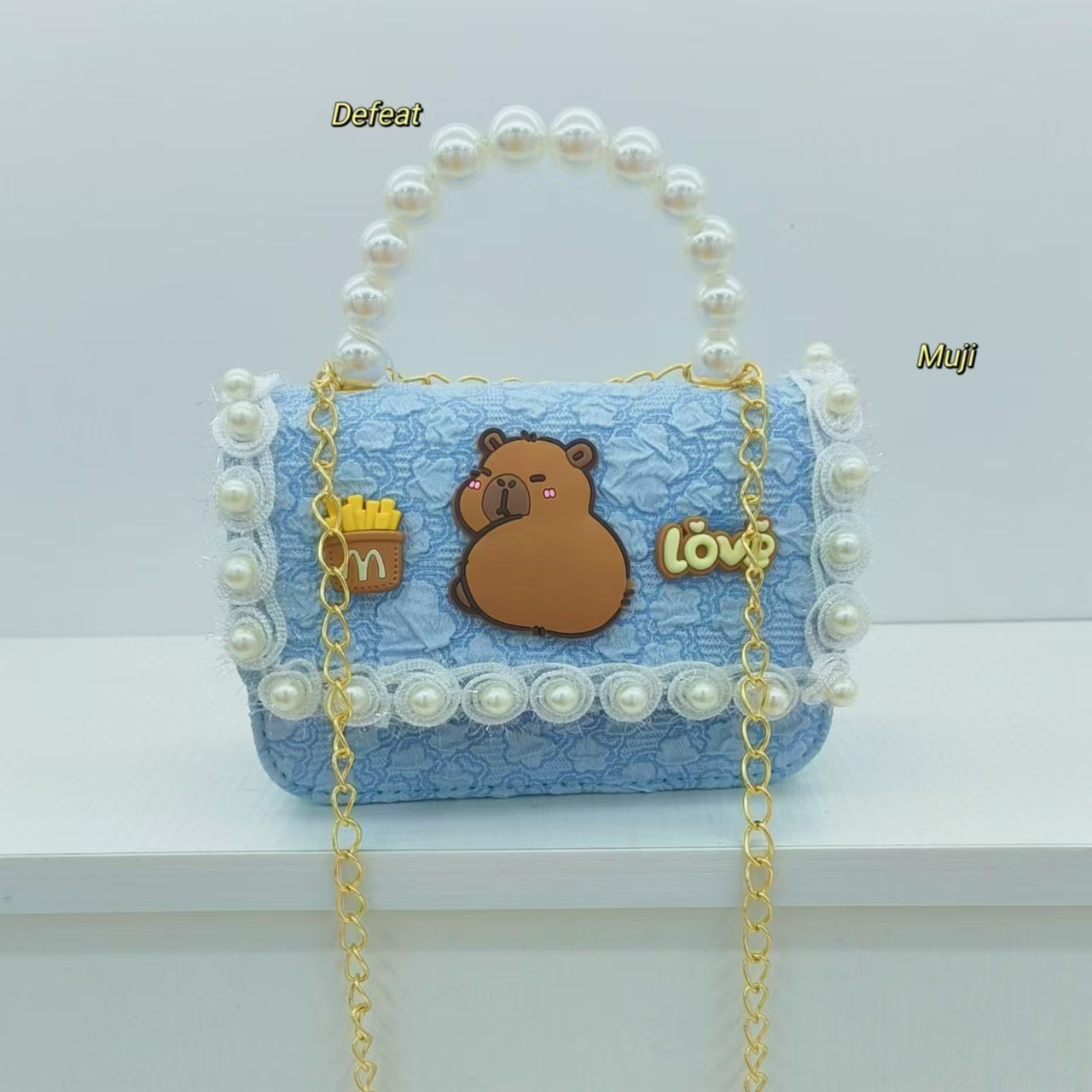 Pearl handbag, Capibara cartoon bag, chain bag, baby coin purse, accessory bag, single-shoulder crossbody bag, girl details Picture