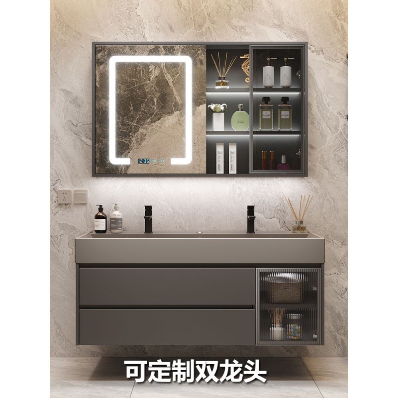 Modern and simple bathroom washbasin, sink cabinet, smart and light luxury nano rock integrated bathroom cabinet combination Item Picture