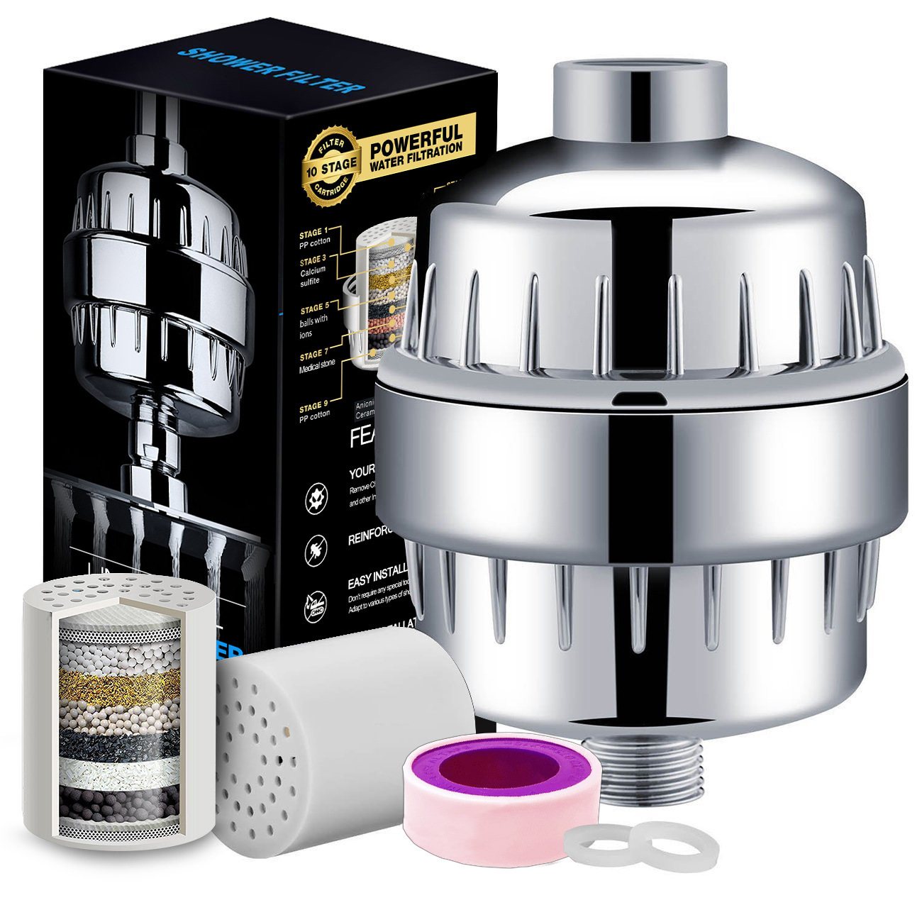 Filter showerhead water purification nozzle 10-15 layers 17-layer shower, shower water purifier show showerhead filter full figure