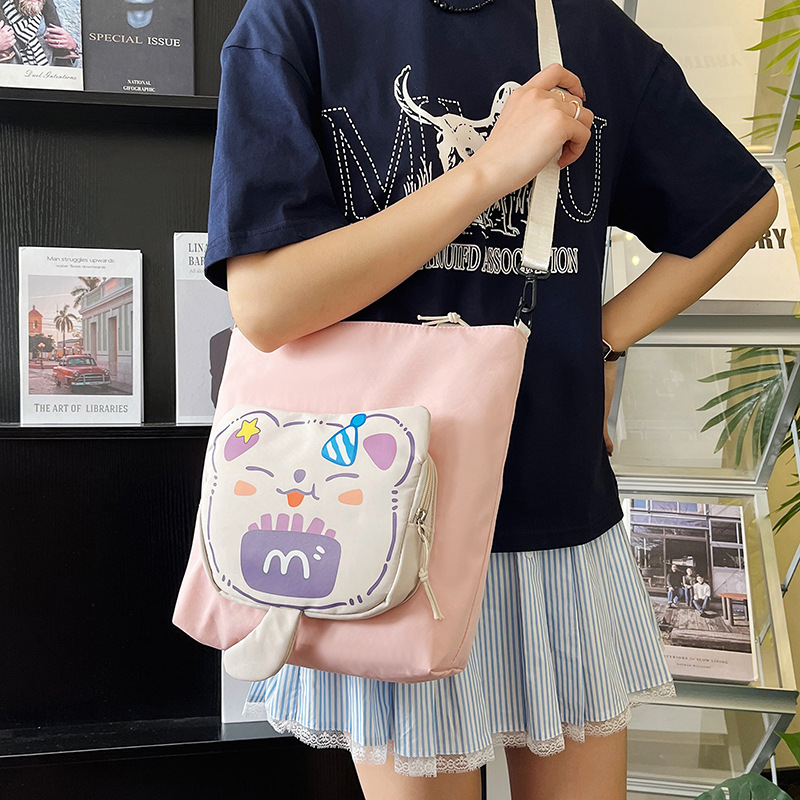 Large-capacity women's bag, tote bag, 2024 new style single-shoulder bag, Korean cartoon sweet crossbody bag, tutorial bag, cross-border Specification drawing