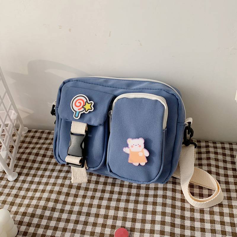 ins nylon small cloth bag for women, 2020 new style single-shoulder student bag, fashionable crossbody bag, internet-famous little black bag Specification drawing