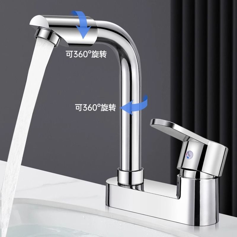 All-copper bathroom washbasin, double-hole faucet, cold and hot water two-in-one head, washbasin, sink faucet Application Scenario