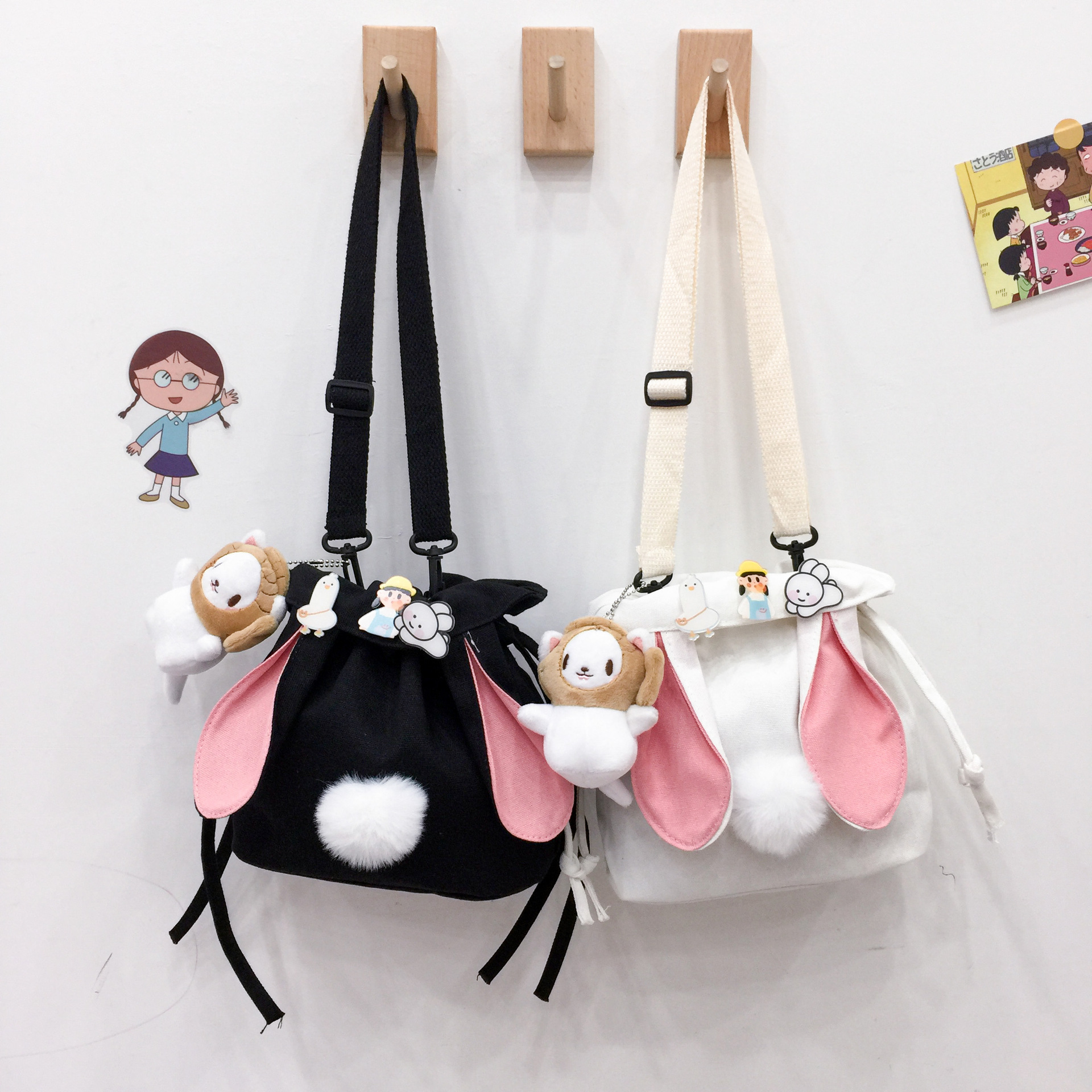2024 New Rabbit small single room crossbody plush bag, cute little girl mobile phone loose change ins bag Application Scenario