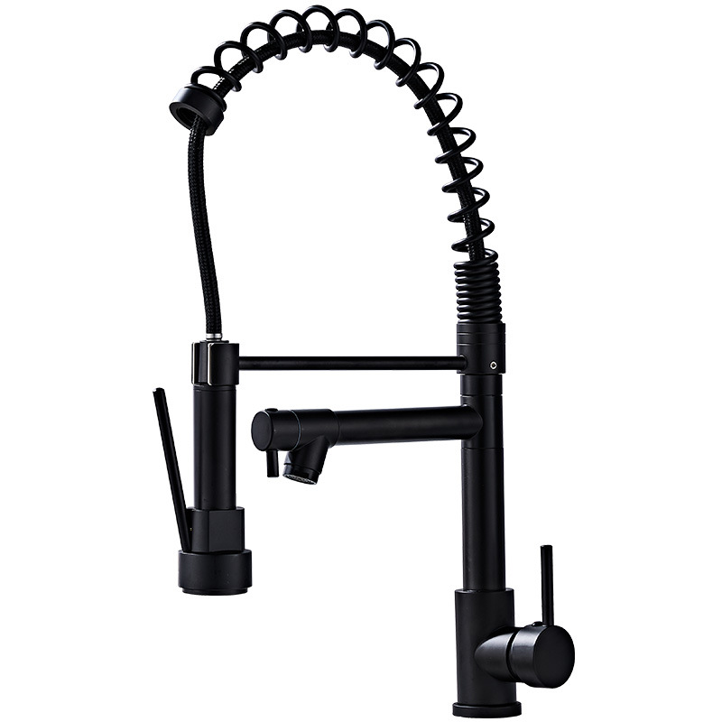 Wholesale of cross-border kitchen cold and hot spring pull-out faucet with stainless steel base plate sink and water purifier dual-purpose single hole Item Picture