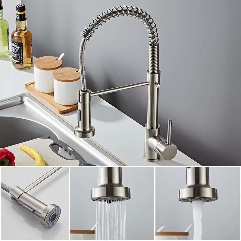 Cross-border supply of spring pull-out faucets, kitchen cold and hot multi-functional universal dual-outlet faucets for washing vegetables, sinks and faucets Specification drawing