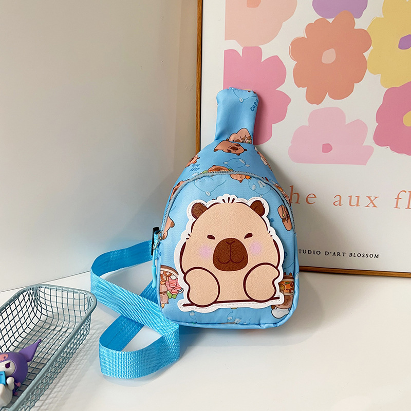 New children's chest bag, cartoon crossbody bag for kids, cute kindergarten backpack, cartoon print, stylish single-shoulder bag, trendy Specification drawing