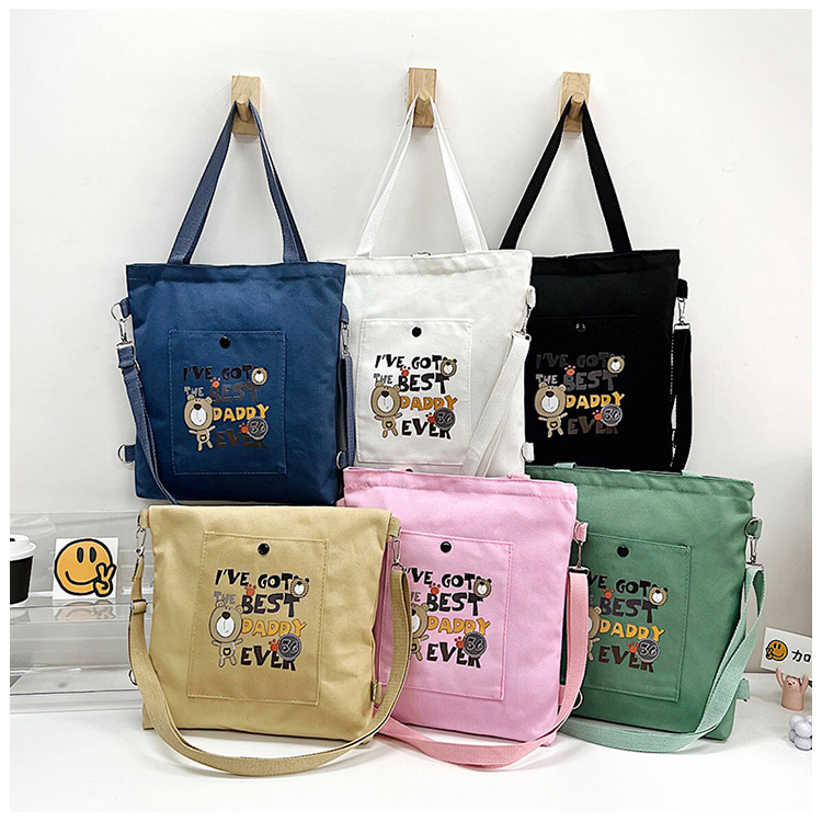 Korean dual-purpose girl crossbody bag 2024 new style in stock, college style letter canvas bag, Harajuku style single-shoulder bag for girls full figure