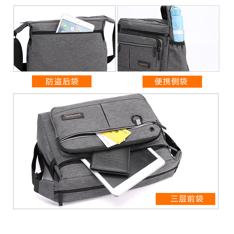 Crossbody single-shoulder bag, crossbody backpack, casual Oxford fabric, large-capacity business shoulder bag, multi-layer cashier street stall bag, men's bag details Picture