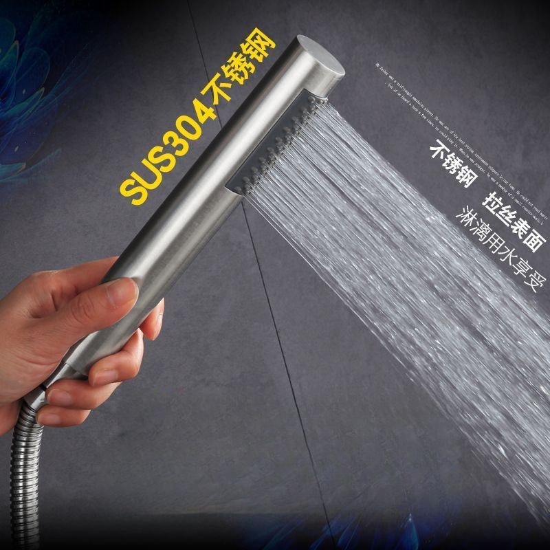 304 stainless steel cylindrical shower head, hand-held rain shower head, hand-spray showerhead, universal shower head details Picture