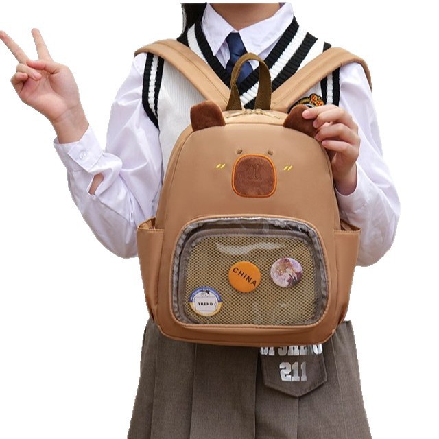 Cute cartoon capybara transparent backpack for children, 2025 new style, ladies' backpack, kindergarten girls' schoolbag, cross-border Item Picture