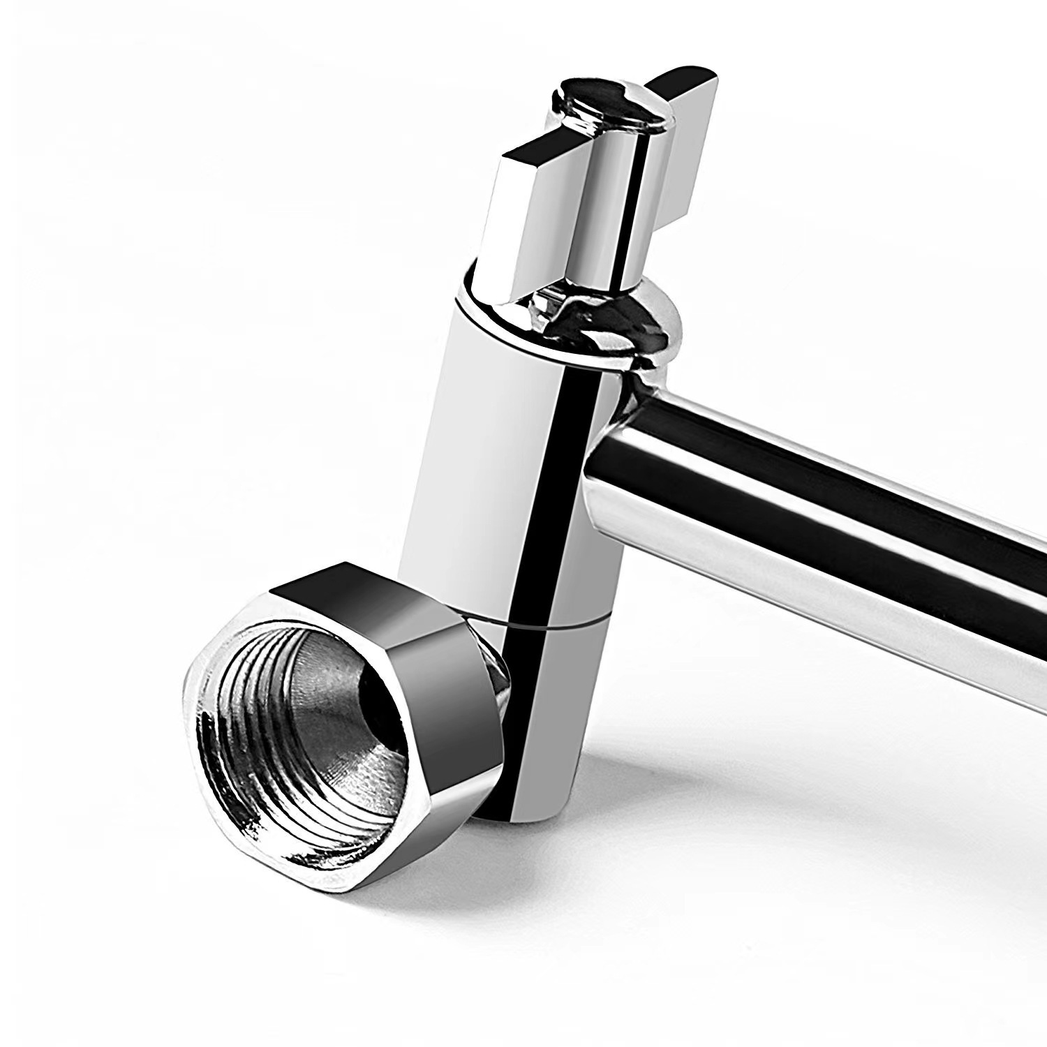 Showerhead set, American-style showerhead top spray, adjustable adjustable elbow showerhead extension arm, 11-inch toothed extension rod Specification drawing