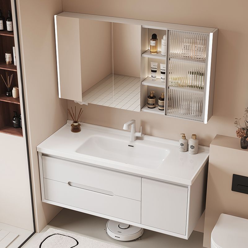Cream ceramic one-piece French smart bathroom cabinet combination bathroom simple washbasin washbasin oak Specification drawing